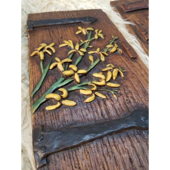 Vtg 70s Terrestone Garden Gate with Wildflowers Wall Hangings, Orzeck Decorative - Picture 4 of 7